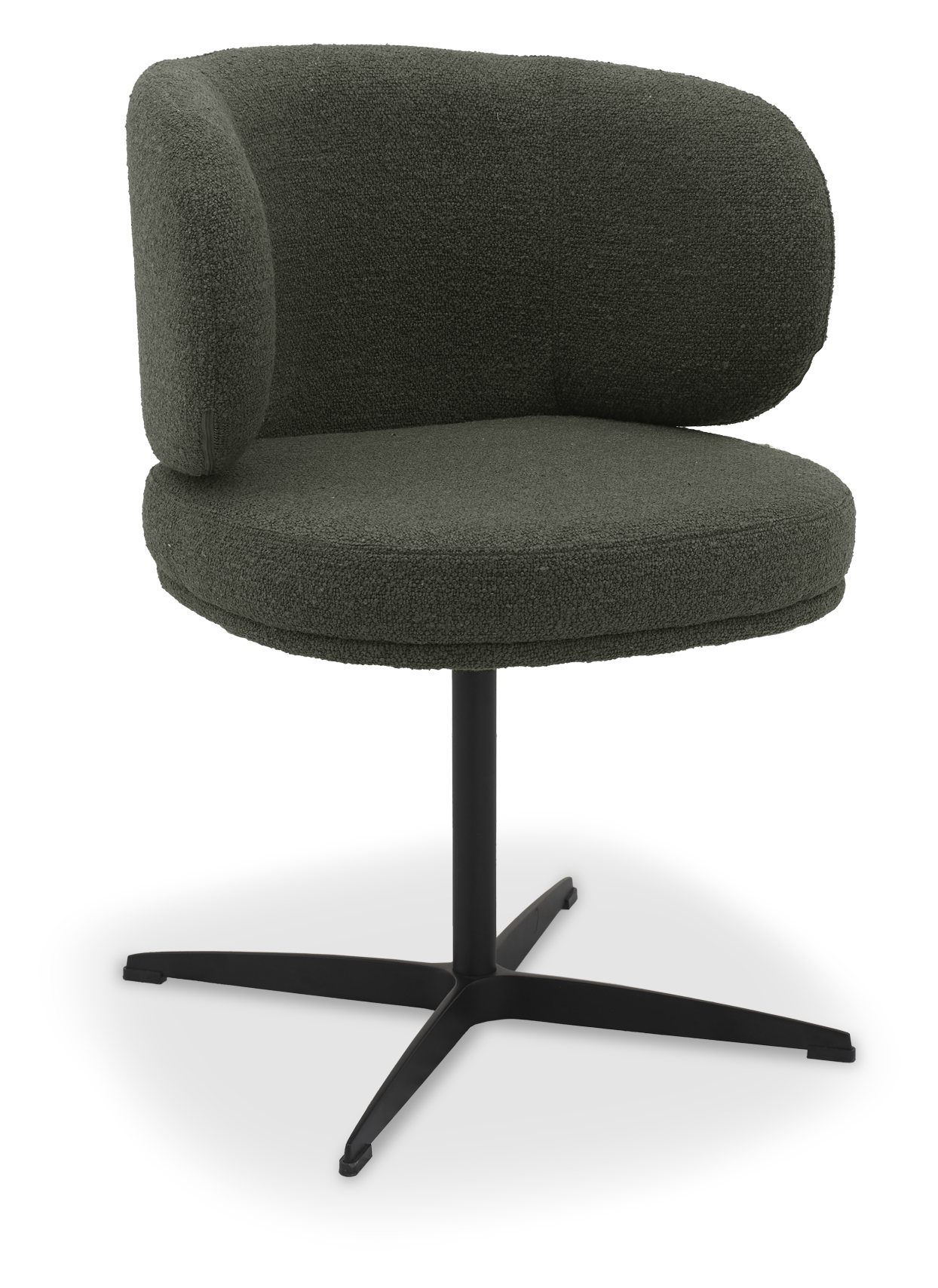 Marcel - 360° Swivel Chair in a Green Boucle Fabric with Black Legs (Pair) by Bentley Designs | Style Our Home