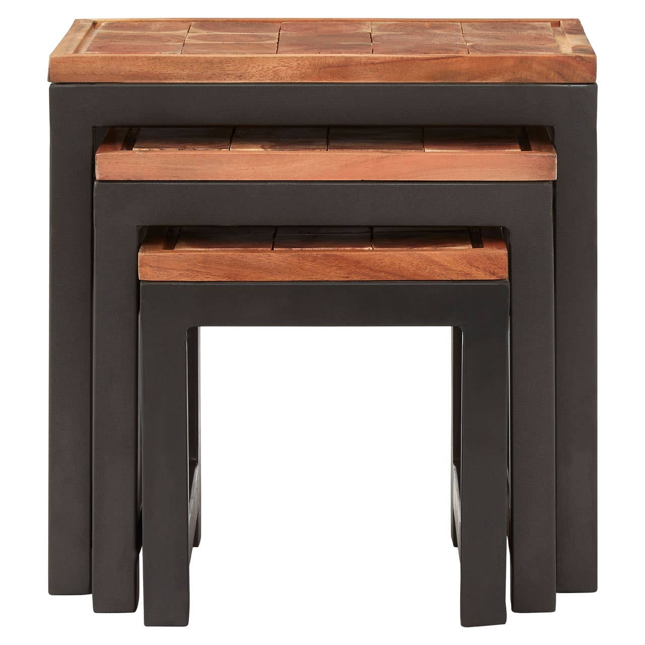 Artivora Set of Three Acacia Wood and Metal Nesting Tables by Prestige Designs | Style Our Home