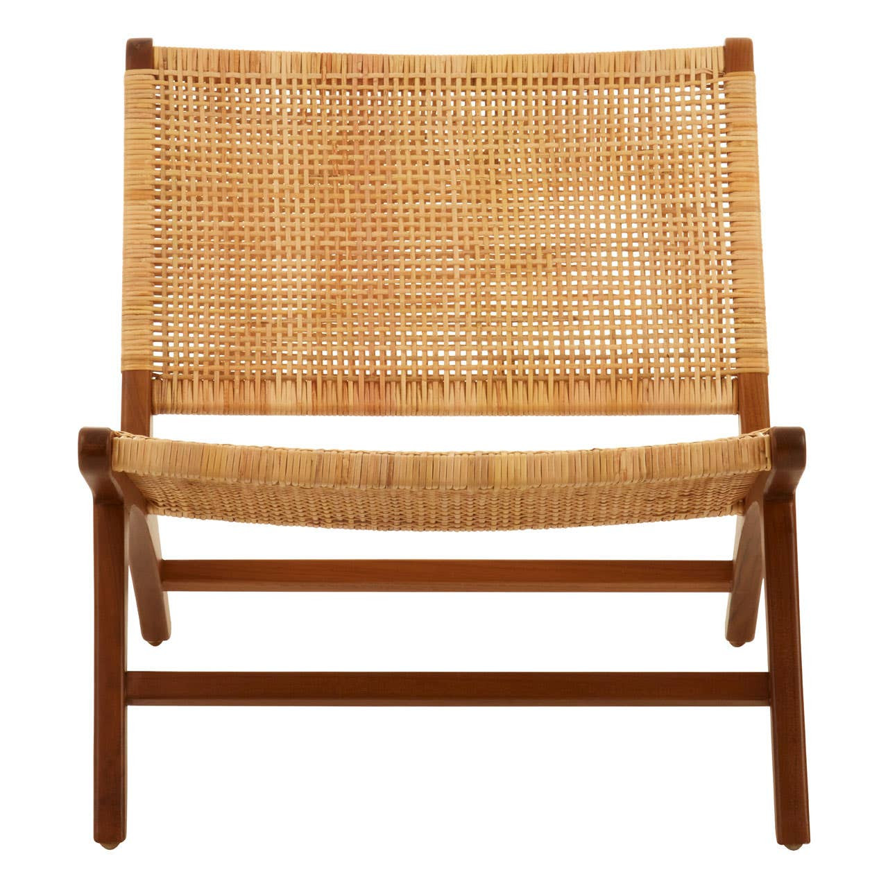 Lovaris Teak Wood And Natural Rattan Lounge Chair by Prestige Designs | Style Our Home