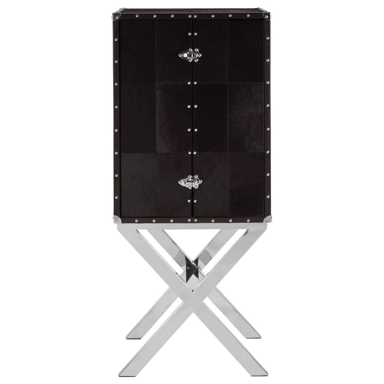 Kensara Hair on Leather Cross Base Drinks Cabinet by Prestige Designs | Style Our Home