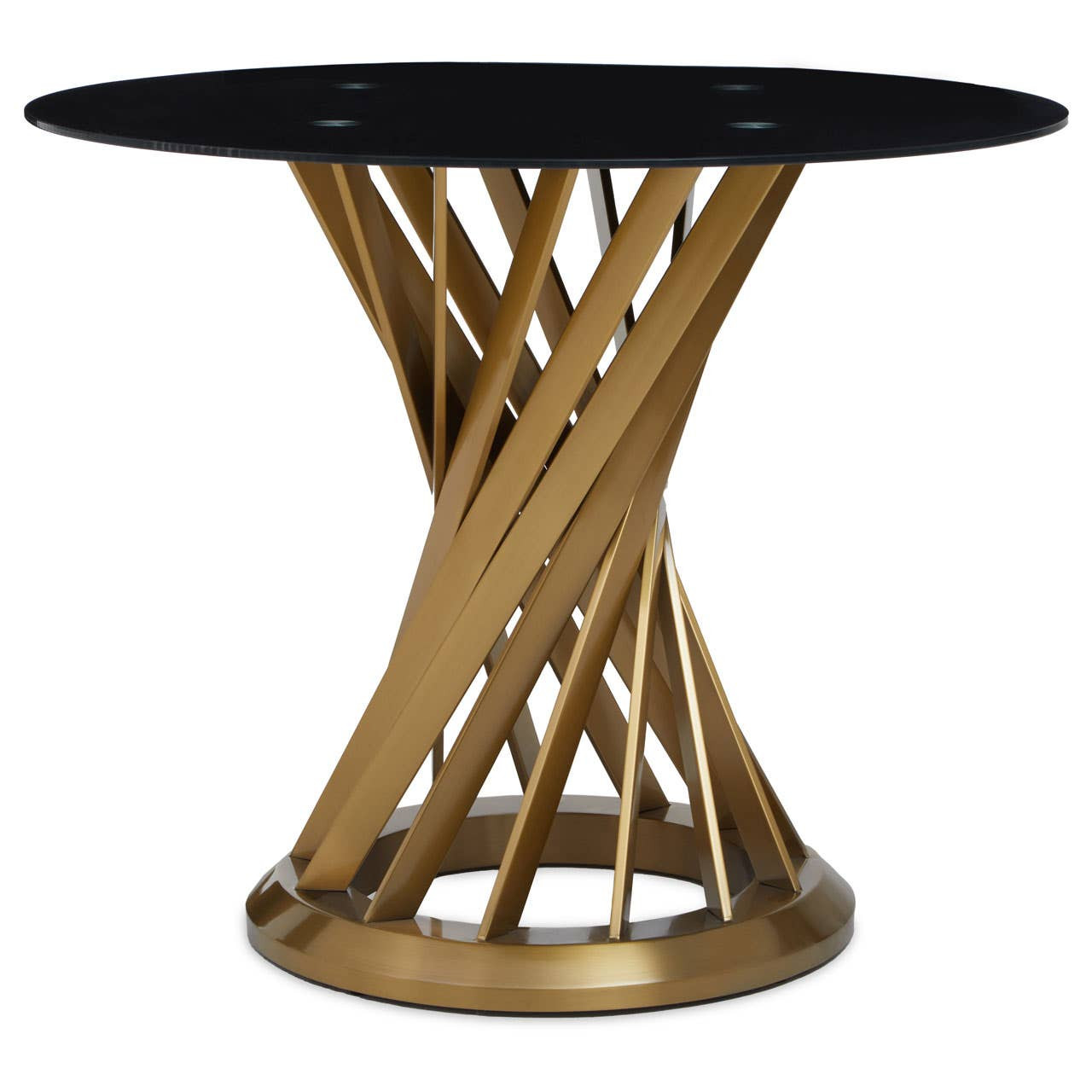 Anziora Black Glass And Gold Hourglass Base Dining Table by Prestige Designs | Style Our Home