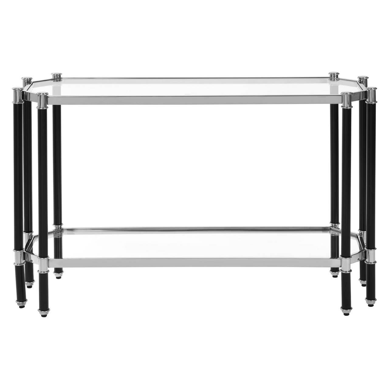 Allvoro Silver and Black Console Table with Glass Top by Prestige Designs | Style Our Home