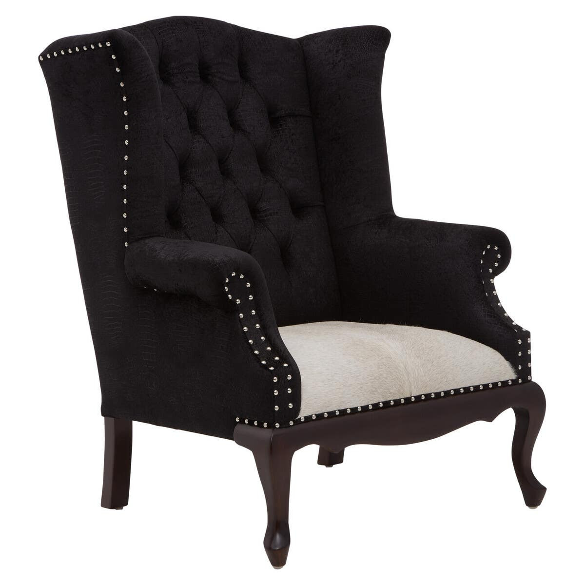 Calvora Black Textured Armchair with Tufted Back by Prestige Designs | Style Our Home