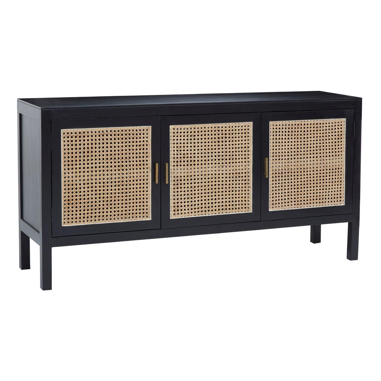 Corsiva Black Sideboard with 3 Rattan Doors by Prestige Designs | Style Our Home