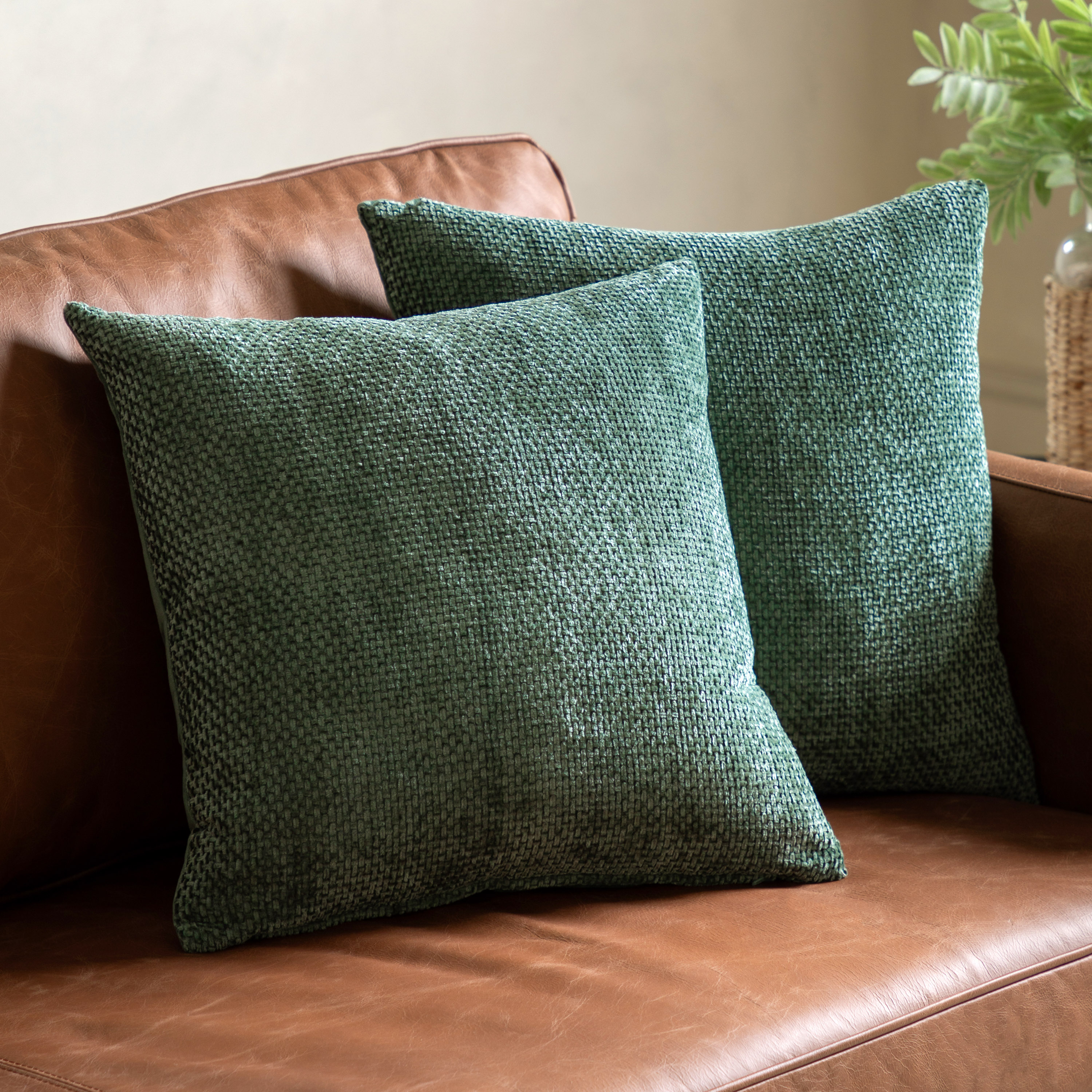 Basketano Chenille Cushion Olive (Pair) by Gallary Living | Style Our Home