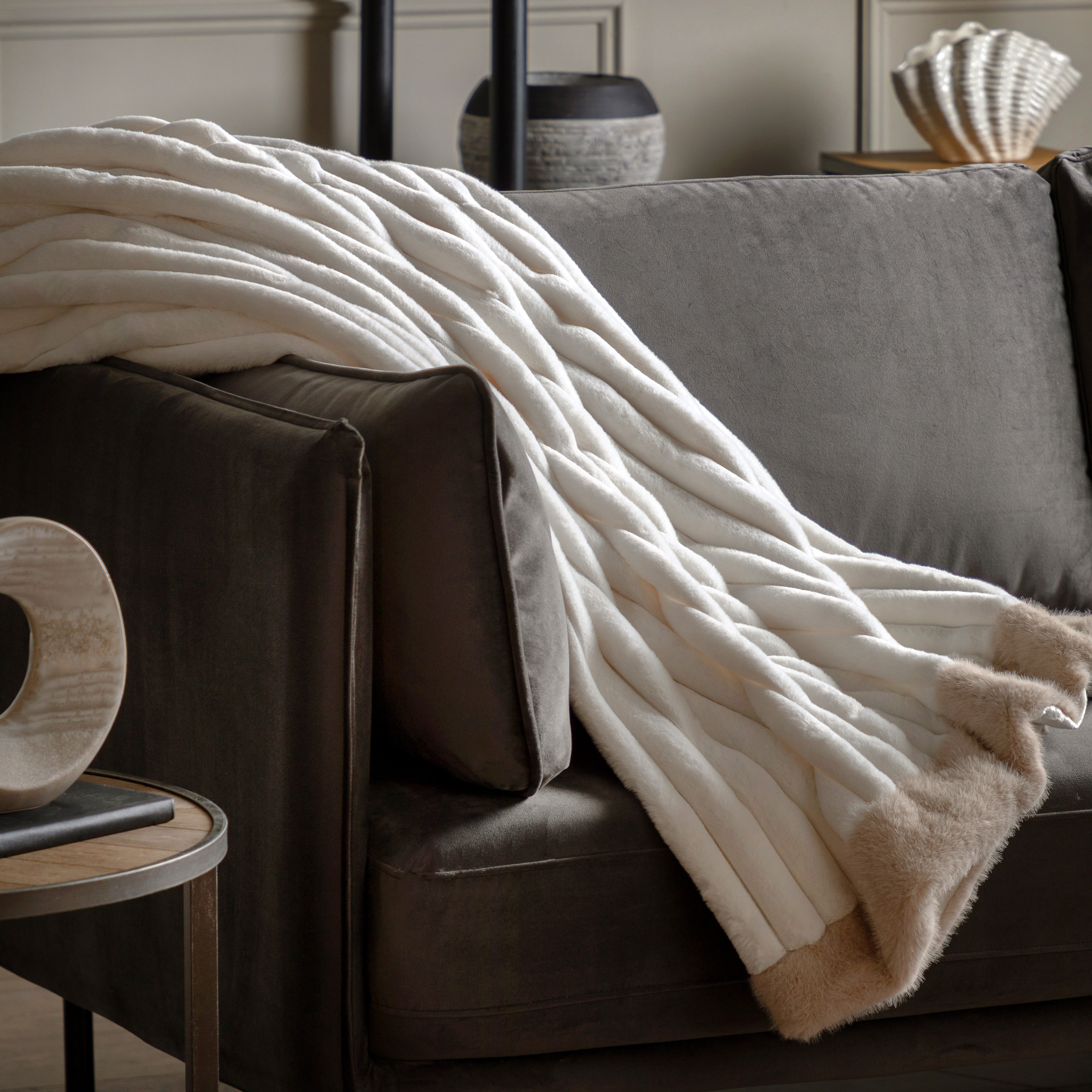 Whinfellano Luxury Faux Fur Throw Cream by Gallary Living | Style Our Home