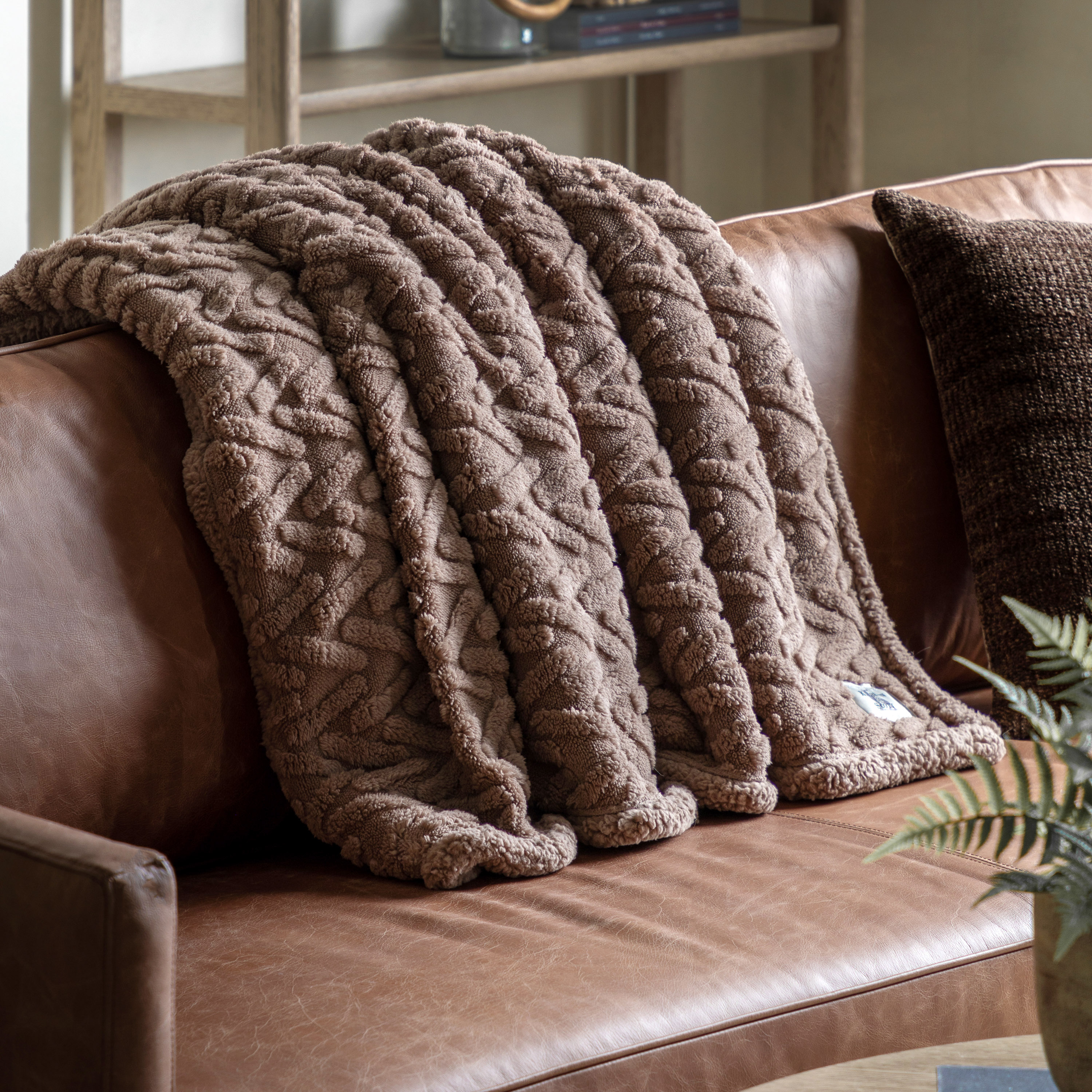 Herringano Sherpa Throw Taupe by Gallary Living | Style Our Home