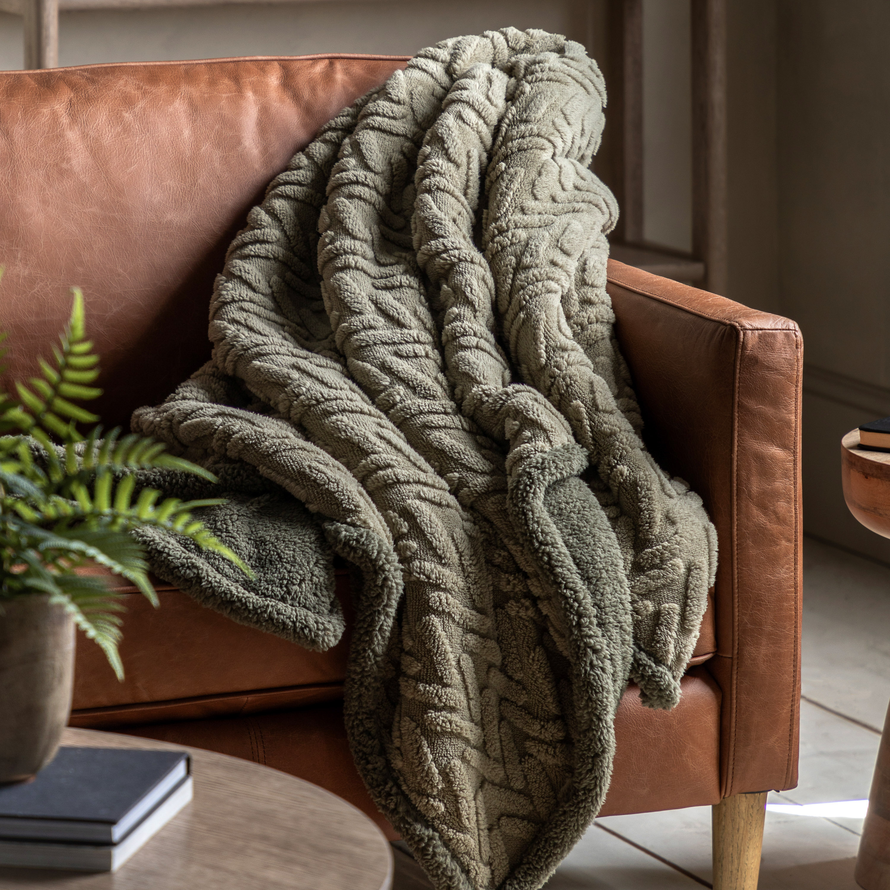 Herringano Sherpa Throw Sage by Gallary Living | Style Our Home