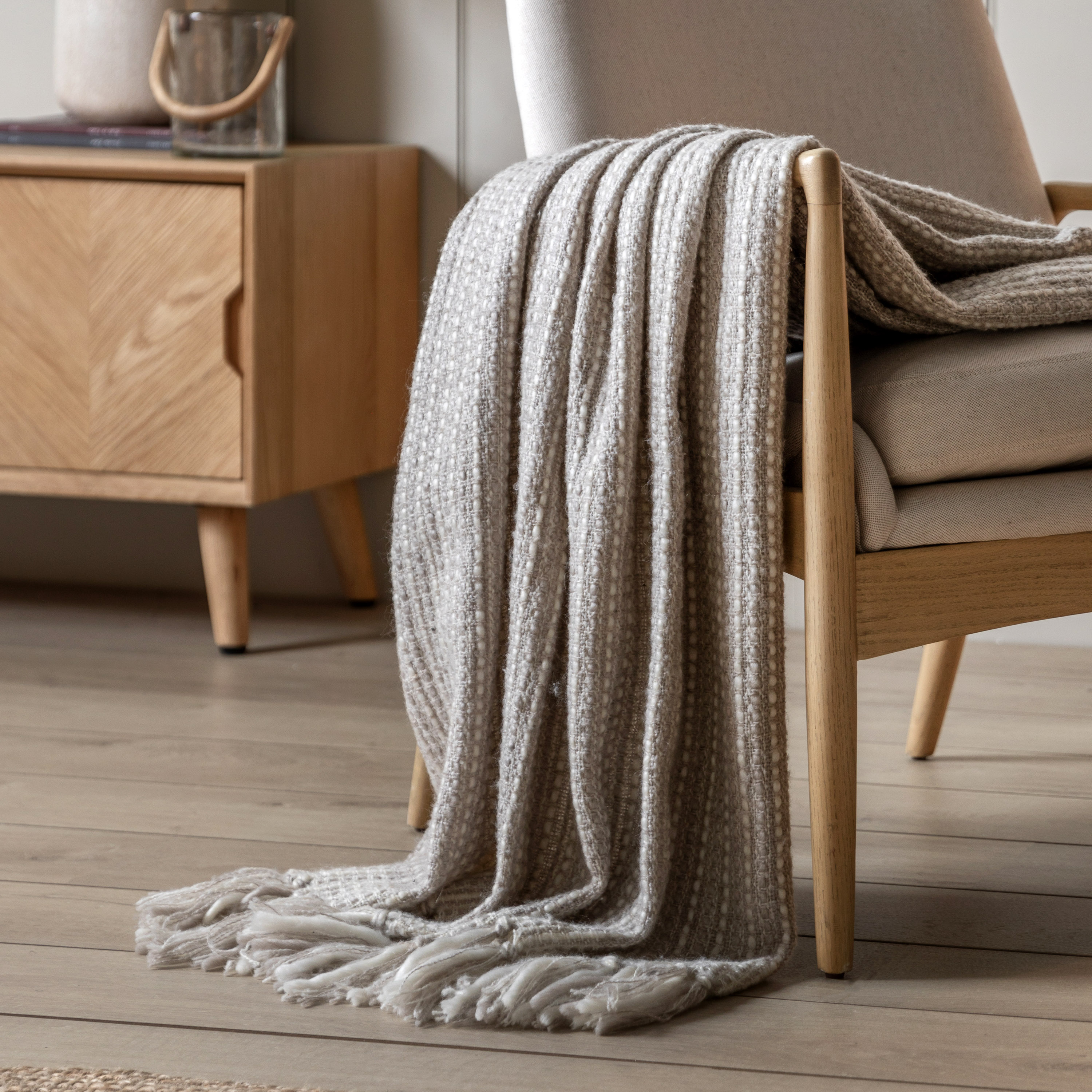 Dolbano Woven Throw Natural by Gallary Living | Style Our Home