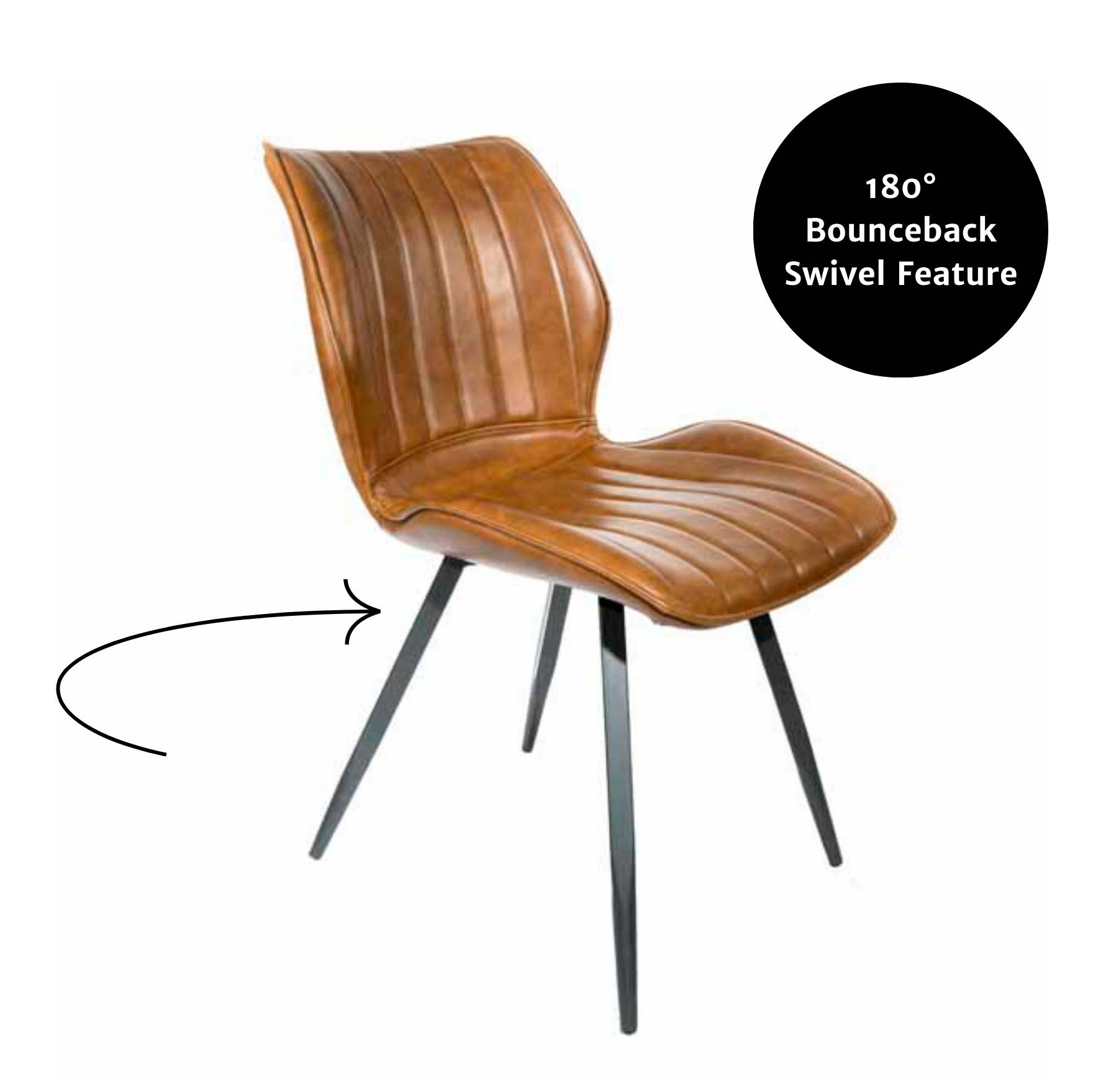 Alfa Bounce Dining Chair Vegan Leather Tan (Set of 2) by Monologue | Style Our Home