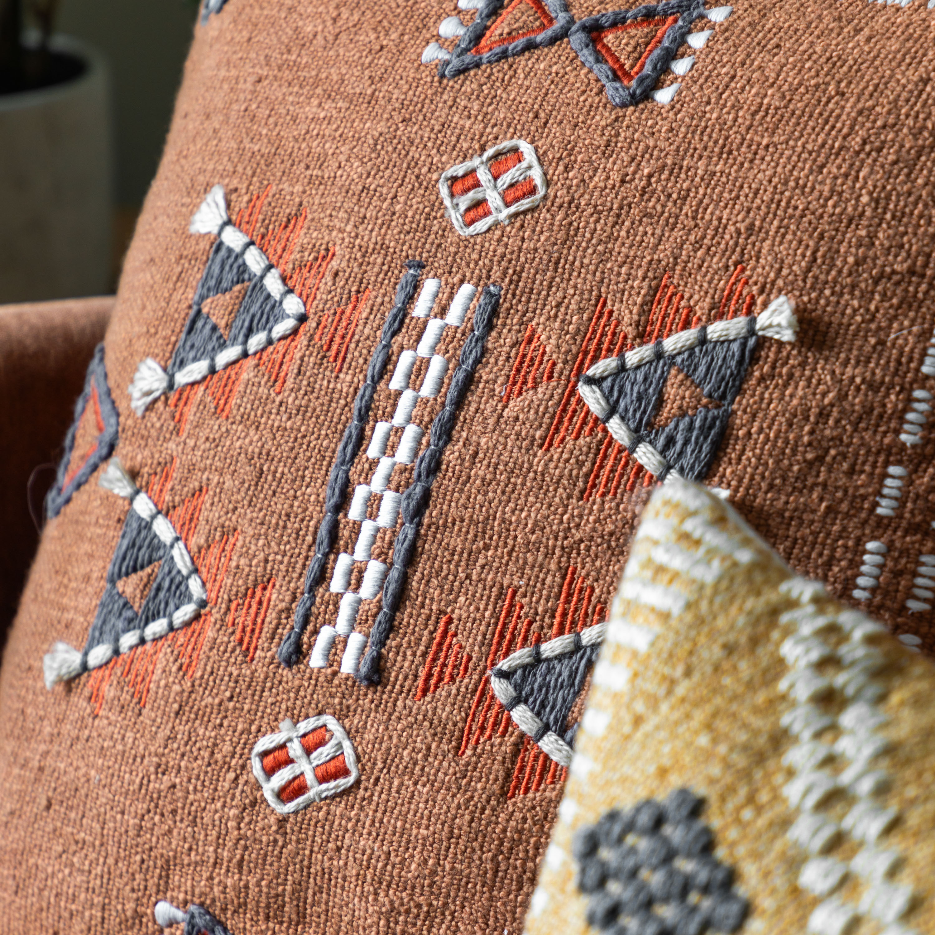 Arlano Embellished Cushion Brown (Pair) by Gallary Living | Style Our Home