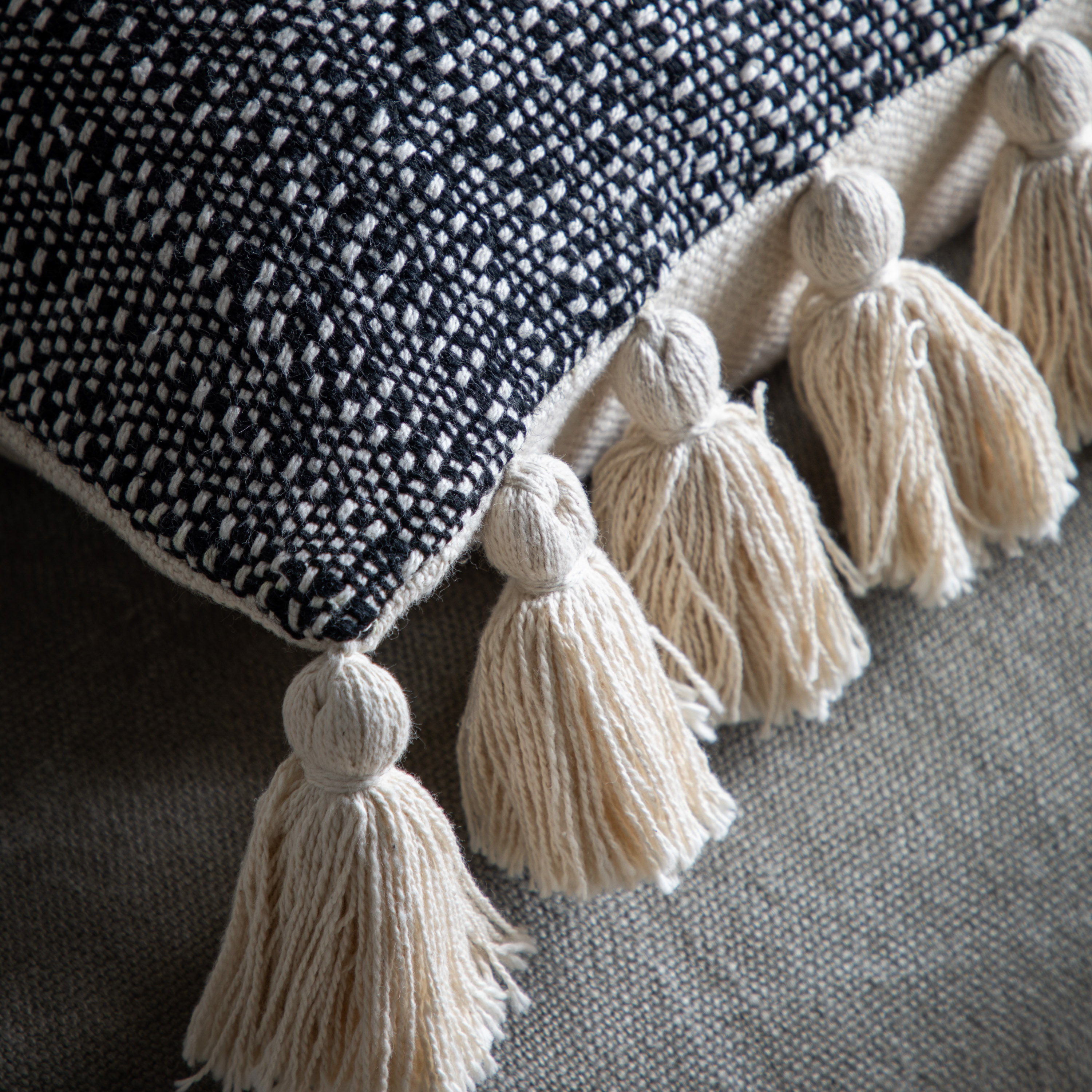 Wovenano Cushion with Tassels Black (Pair) by Gallary Living | Style Our Home