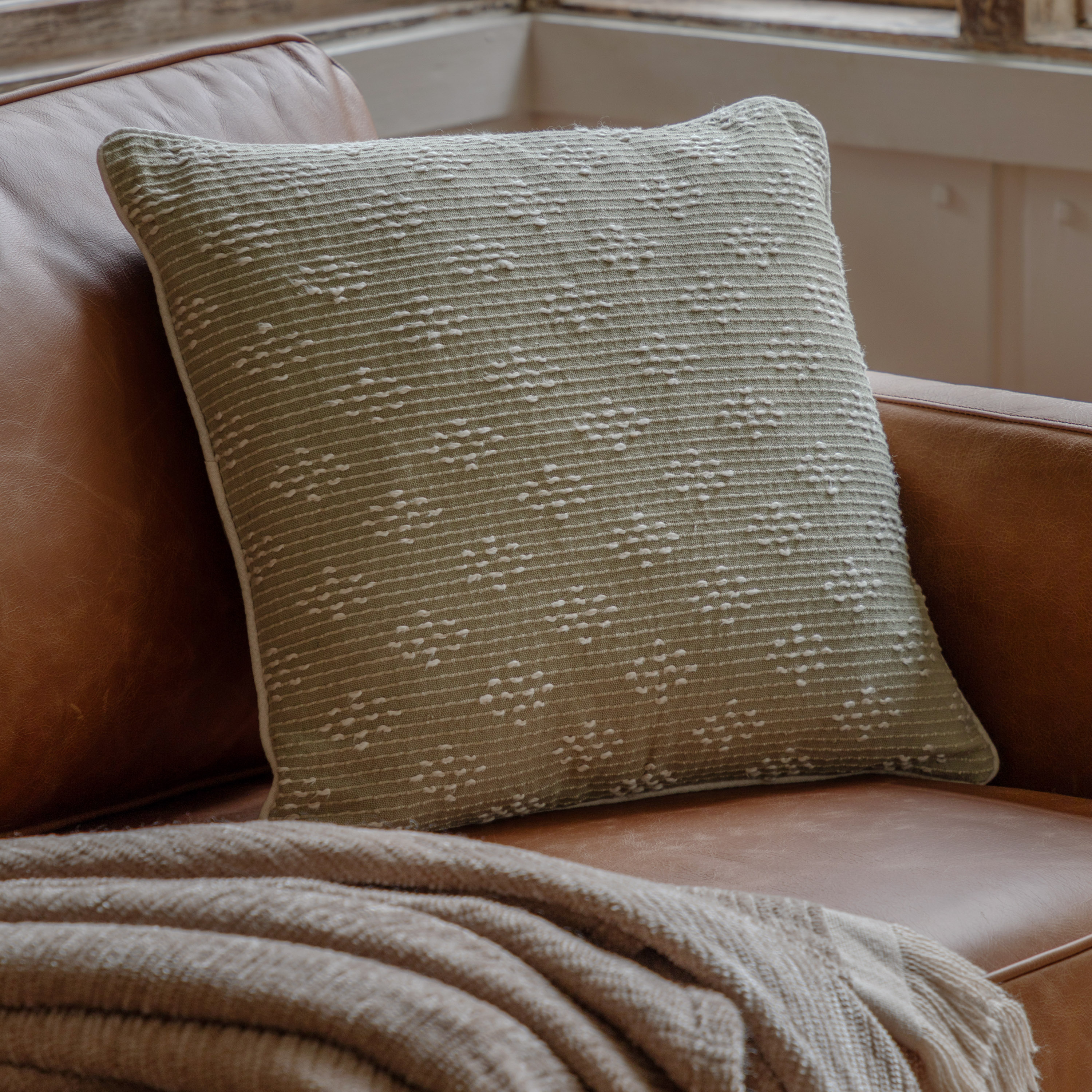 Lanzano Woven Cushion Sage (Pair) by Gallary Living | Style Our Home