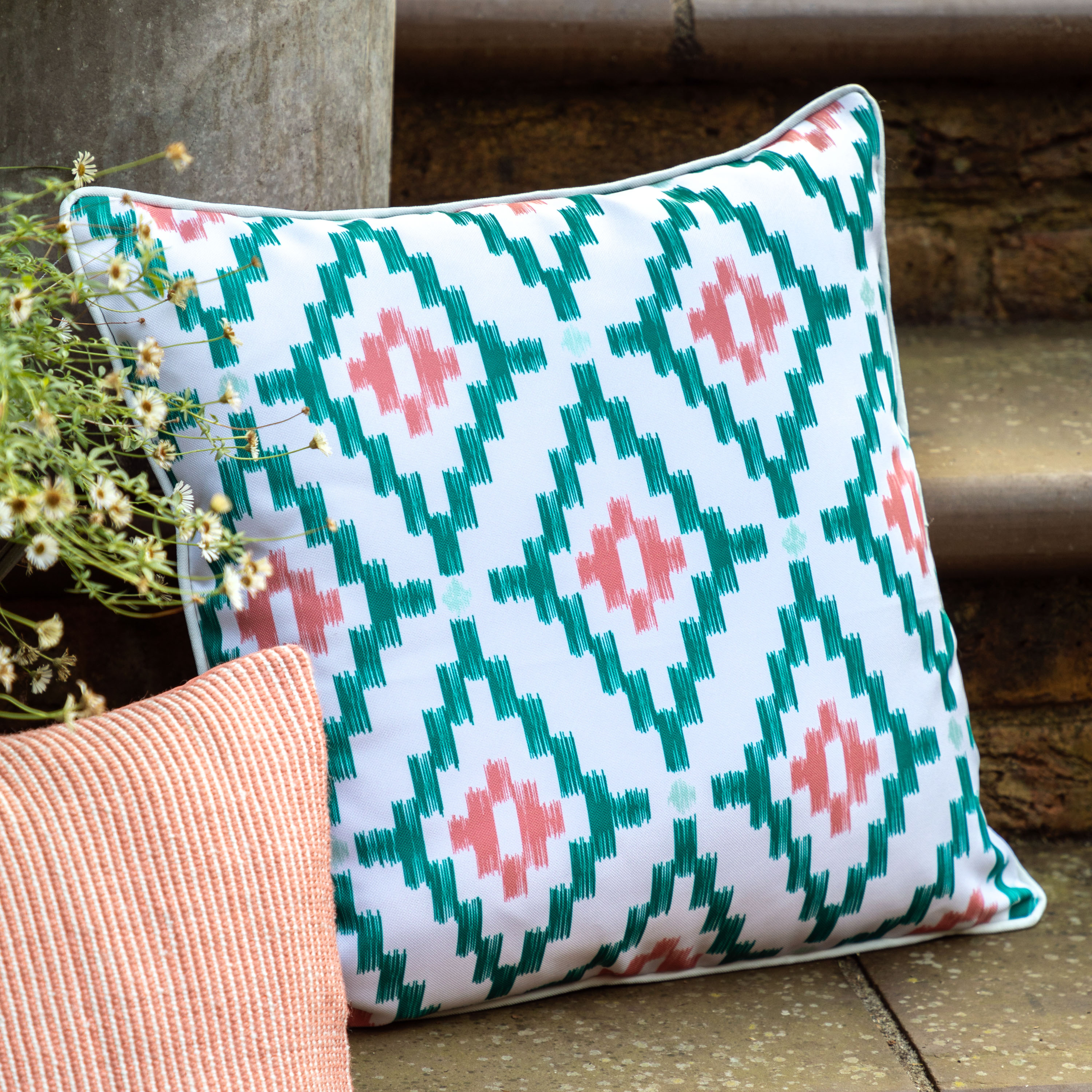 Arohana Geo Printed Cushion Apricot (Pair) by Gallary Living | Style Our Home