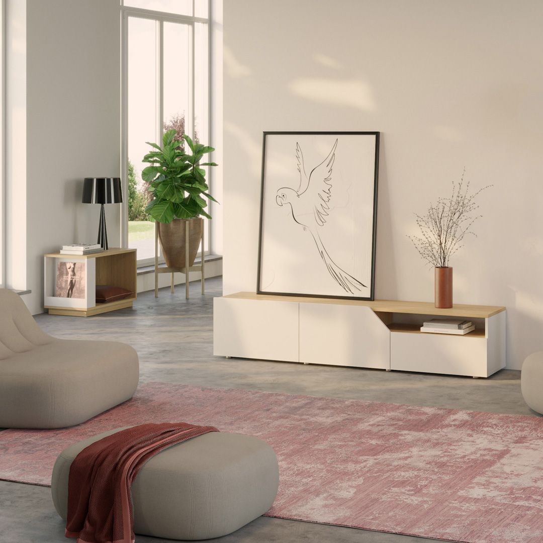 Ella Light Oak Melamine / White Side Table 70 | Style Our Home