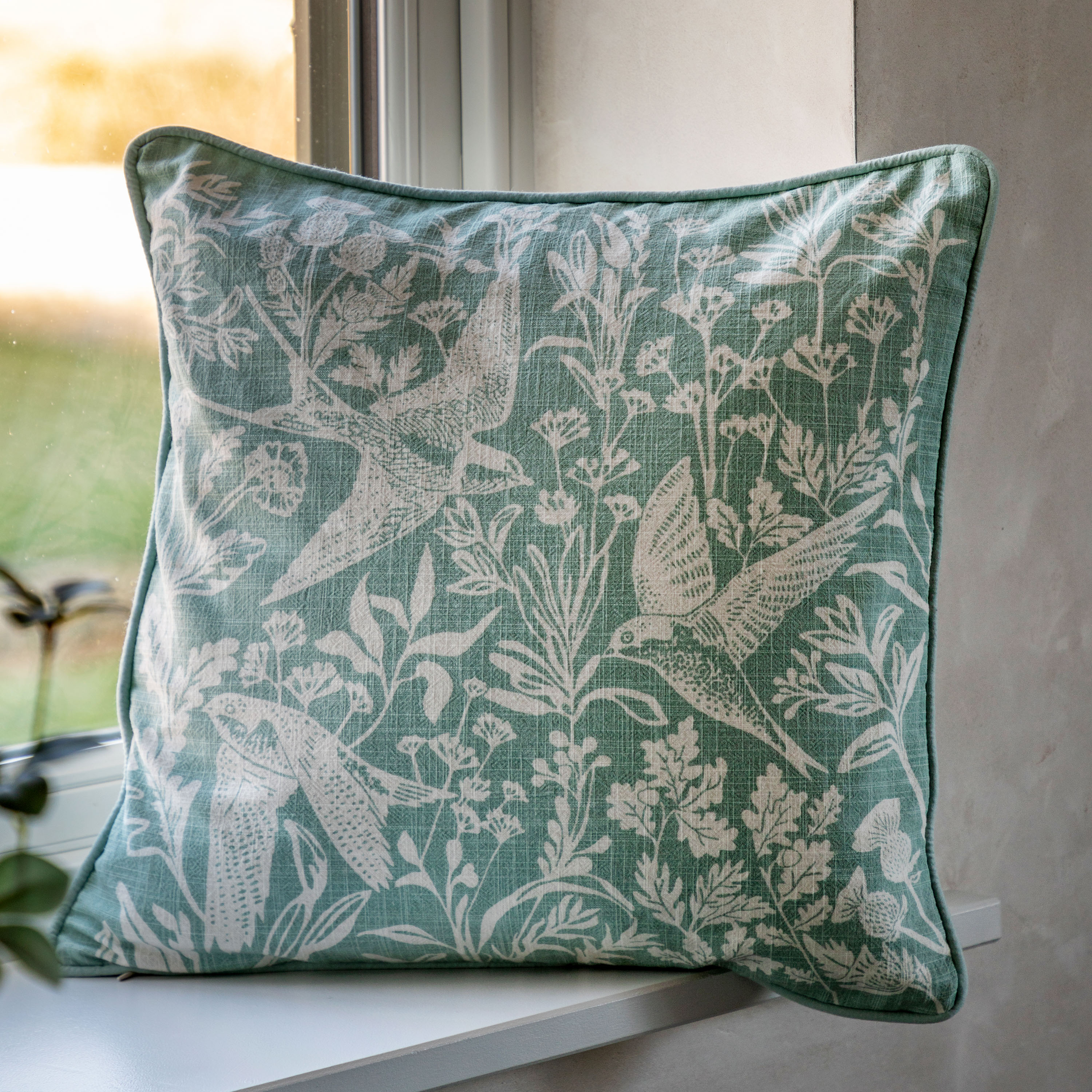 Rosleyano Birds Cushion Duck Egg (Pair) by Gallary Living | Style Our Home