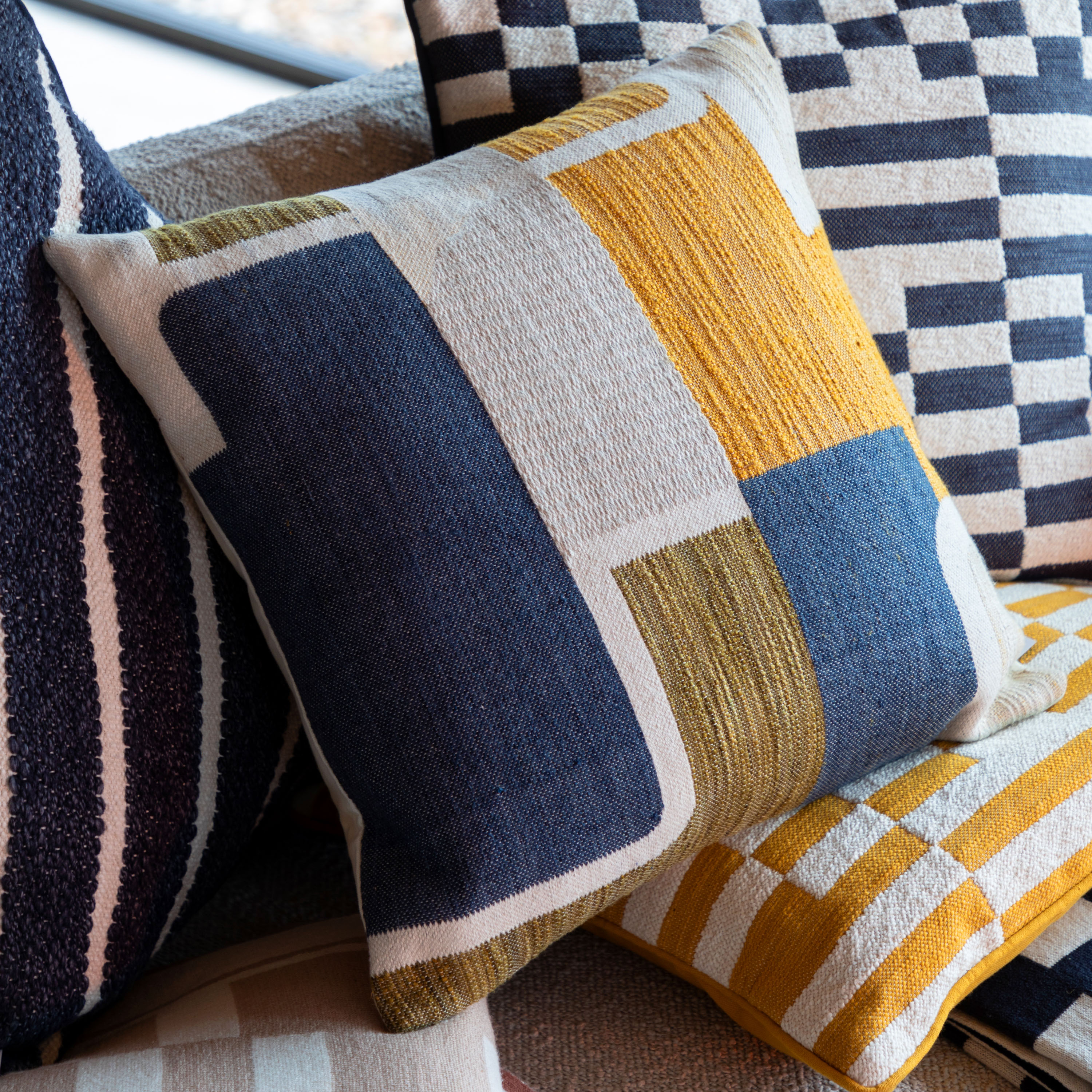 Quinnano Jacquard Cushion Ochre
