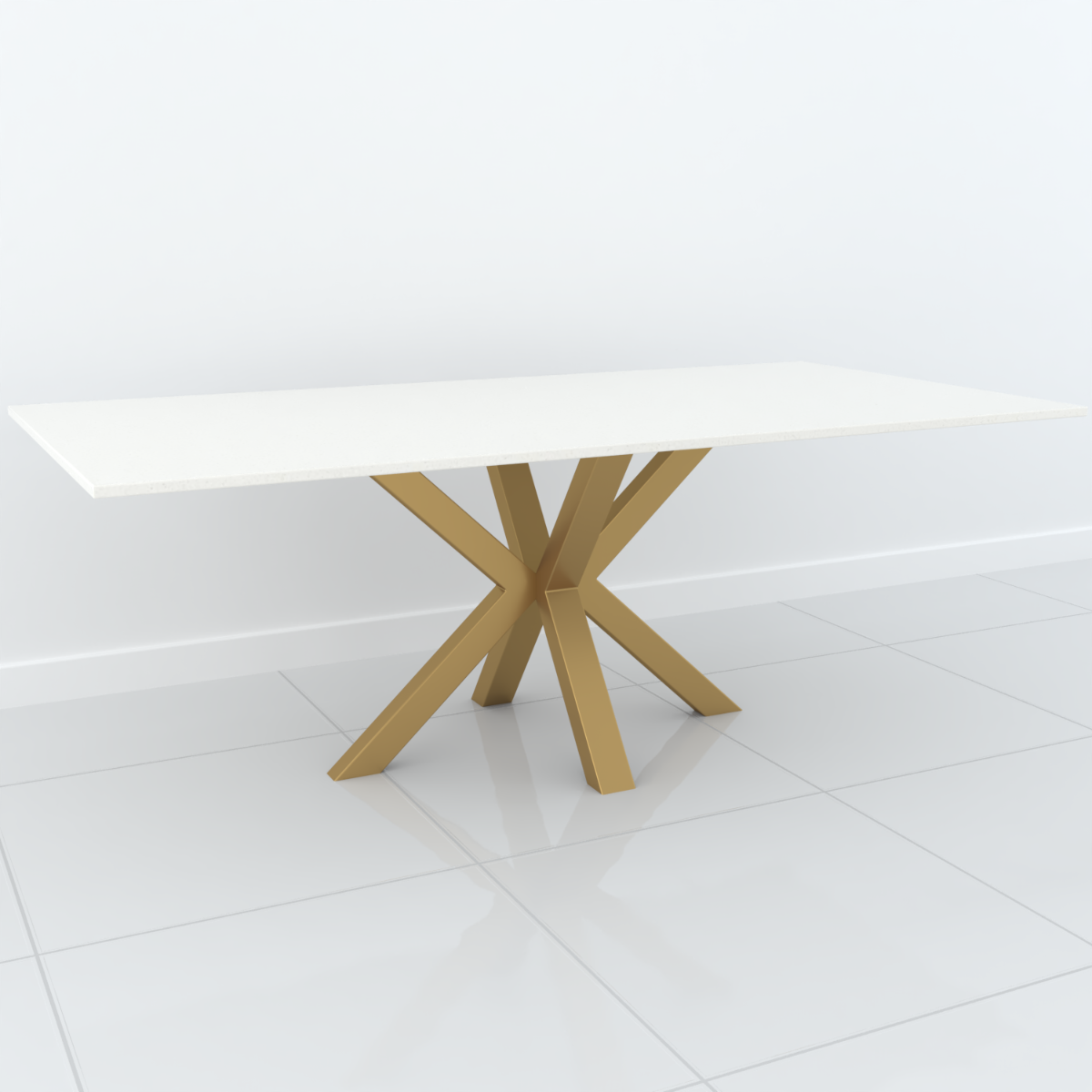 Studio Cross Rectangular Dining Table - 6 Seater in White & Gold by Steve Bristow | Style Our Home