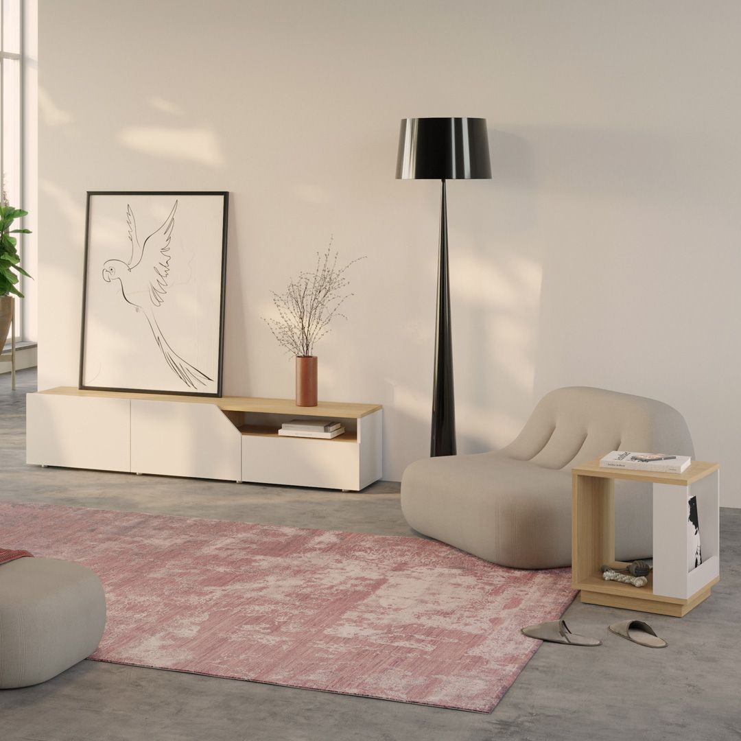 Ella Light Oak Melamine / White Side Table 40 | Style Our Home