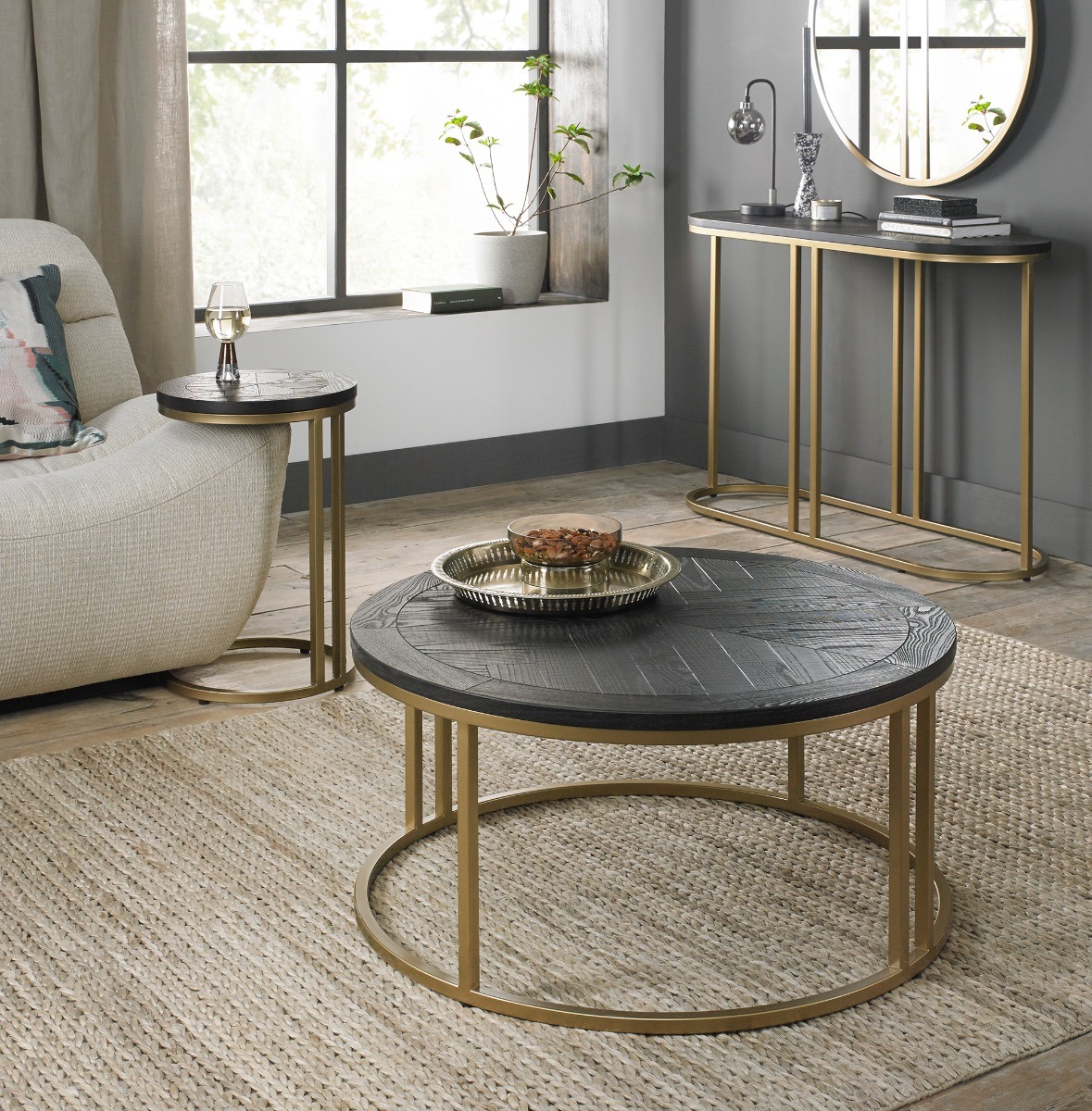 Chevron Peppercorn Ash Sofa Table by Bentley Designs | Style Our Home