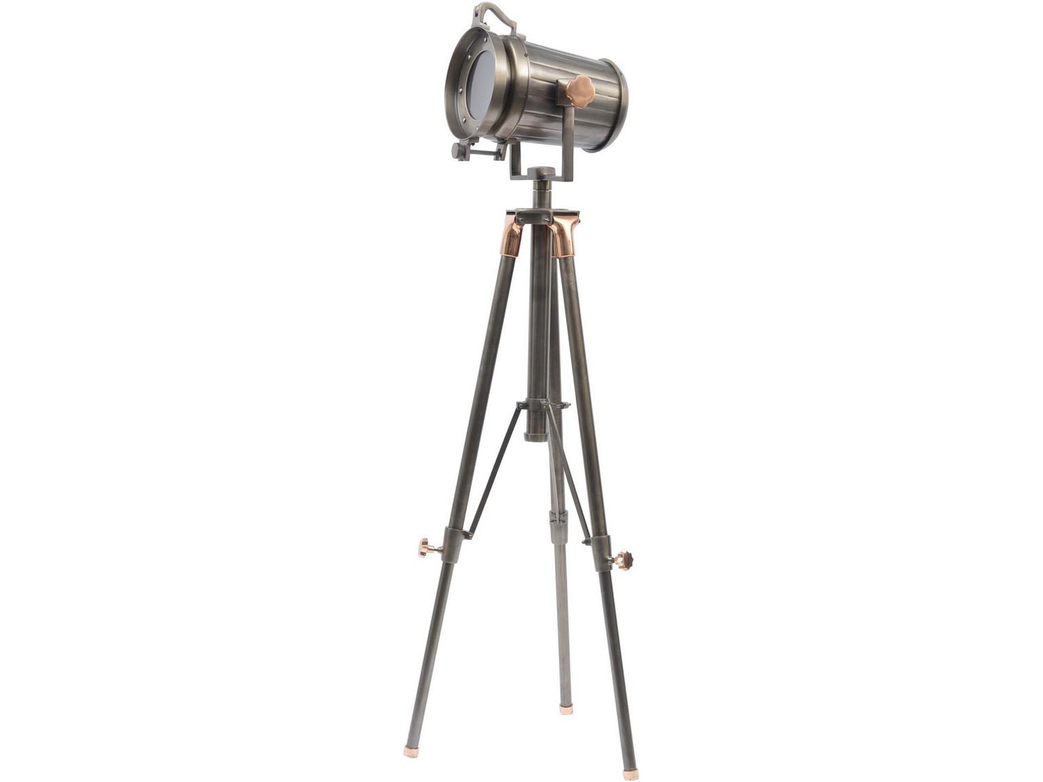 Charlie Copper And Satin Grey Tripod Floor Lamp E27 40W by Libra Designs | Style Our Home
