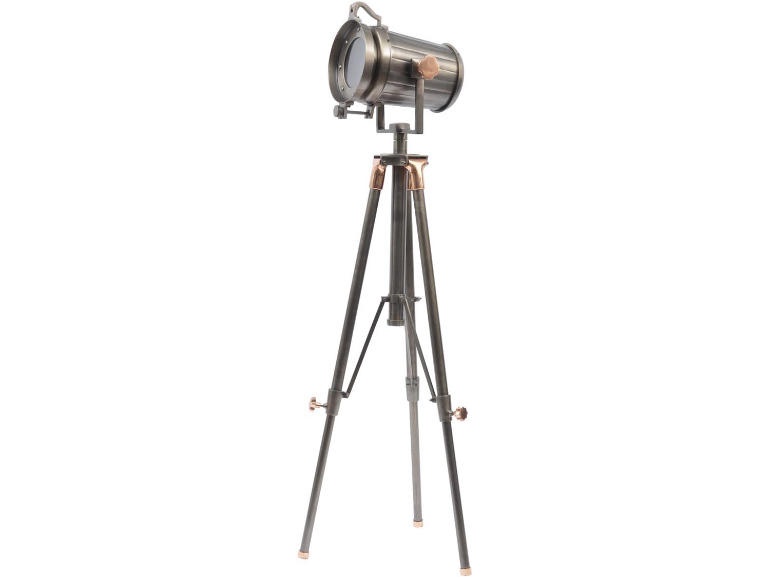 Charlie Copper And Satin Grey Tripod Floor Lamp E27 40W by Libra Designs | Style Our Home
