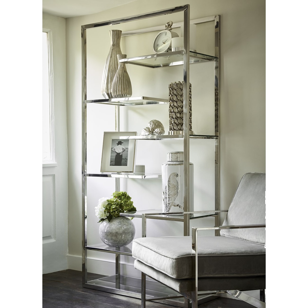 Linton Stainless Steel And Glass Display Unit - Style our Home