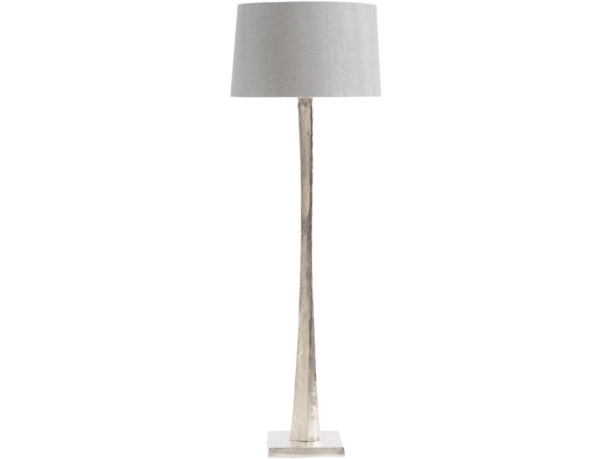 Iconic Trinity Silver Aluminium Floor Lamp With Grey Shade  By Libra | Style Our Home
