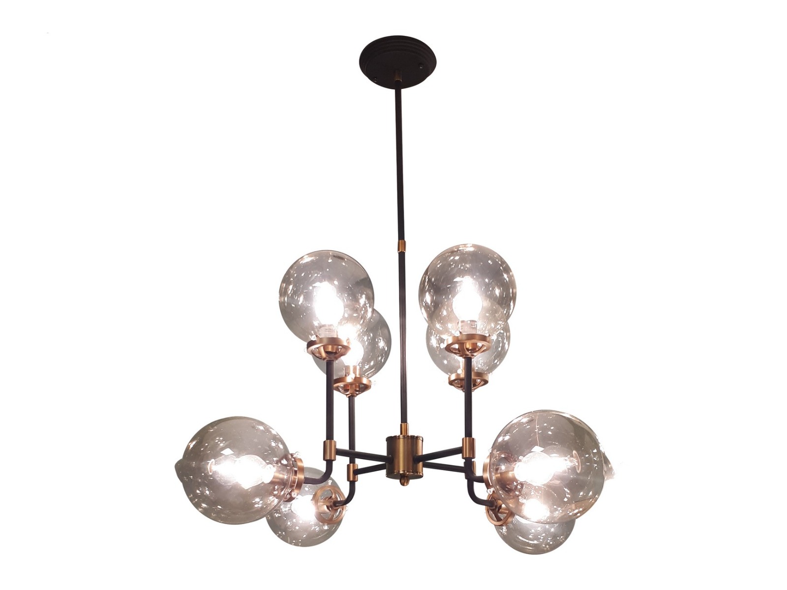 Mercer Glass Bubble Black And Brass Chandelier - E14 25W by Libra Designs | Style Our Home