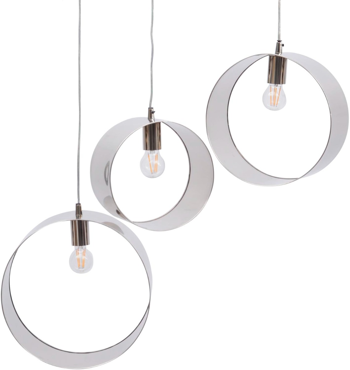 Ara Set Of 3 Silver Ring Pendants E27 60W 3 by Libra Designs | Style Our Home
