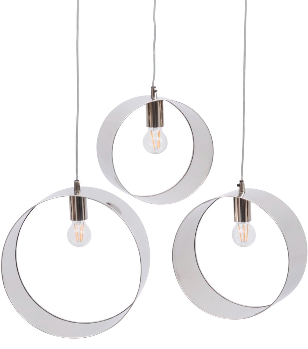 Ara Set Of 3 Silver Ring Pendants E27 60W 3 by Libra Designs | Style Our Home
