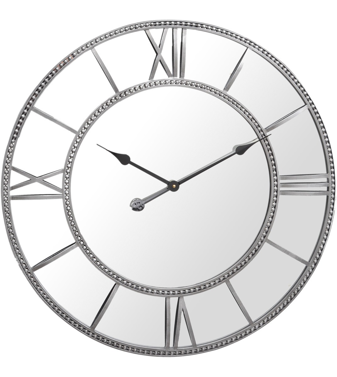 Grey Framed Beaded Mirrored Round Clock By Libra | Style Our Home