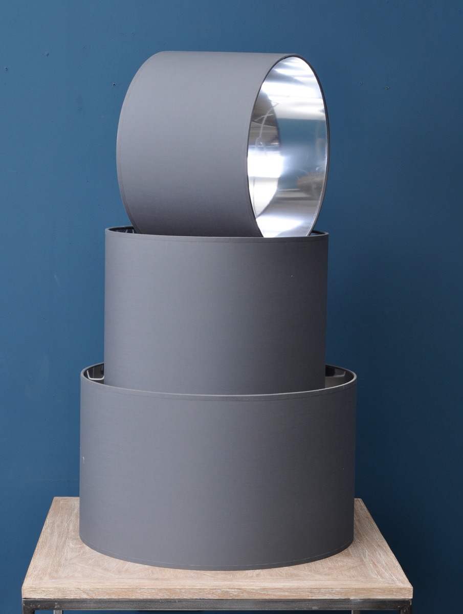 Grey and Silver Lined Drum Lampshade (20") By Libra | Style Our Home 