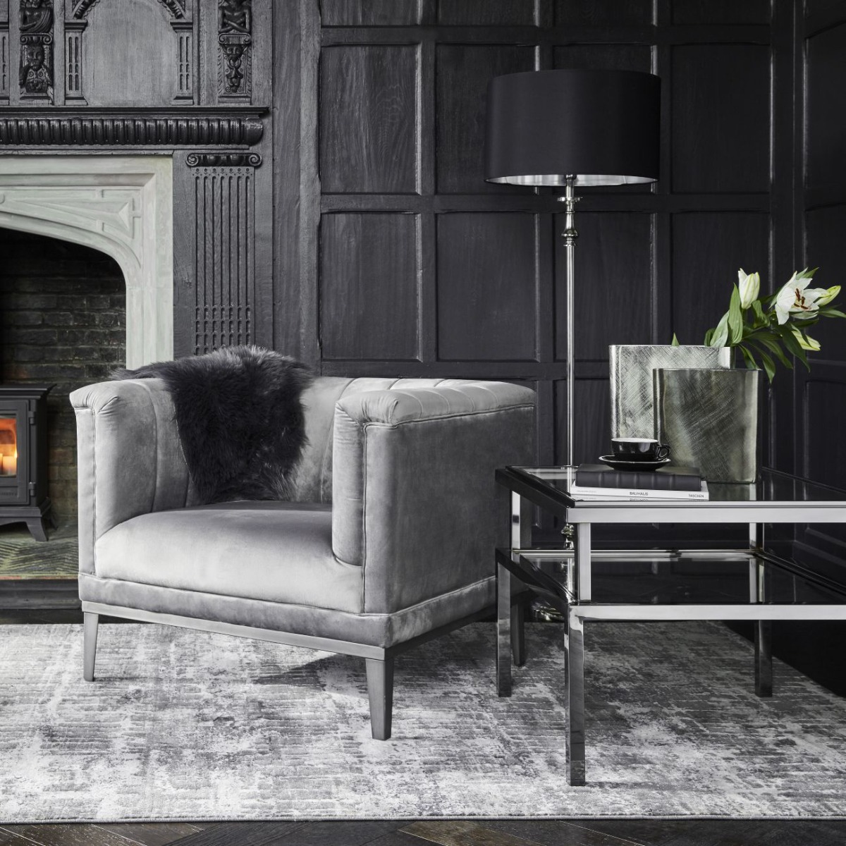 Belgravia Grey Ribbed Occasional Chair
