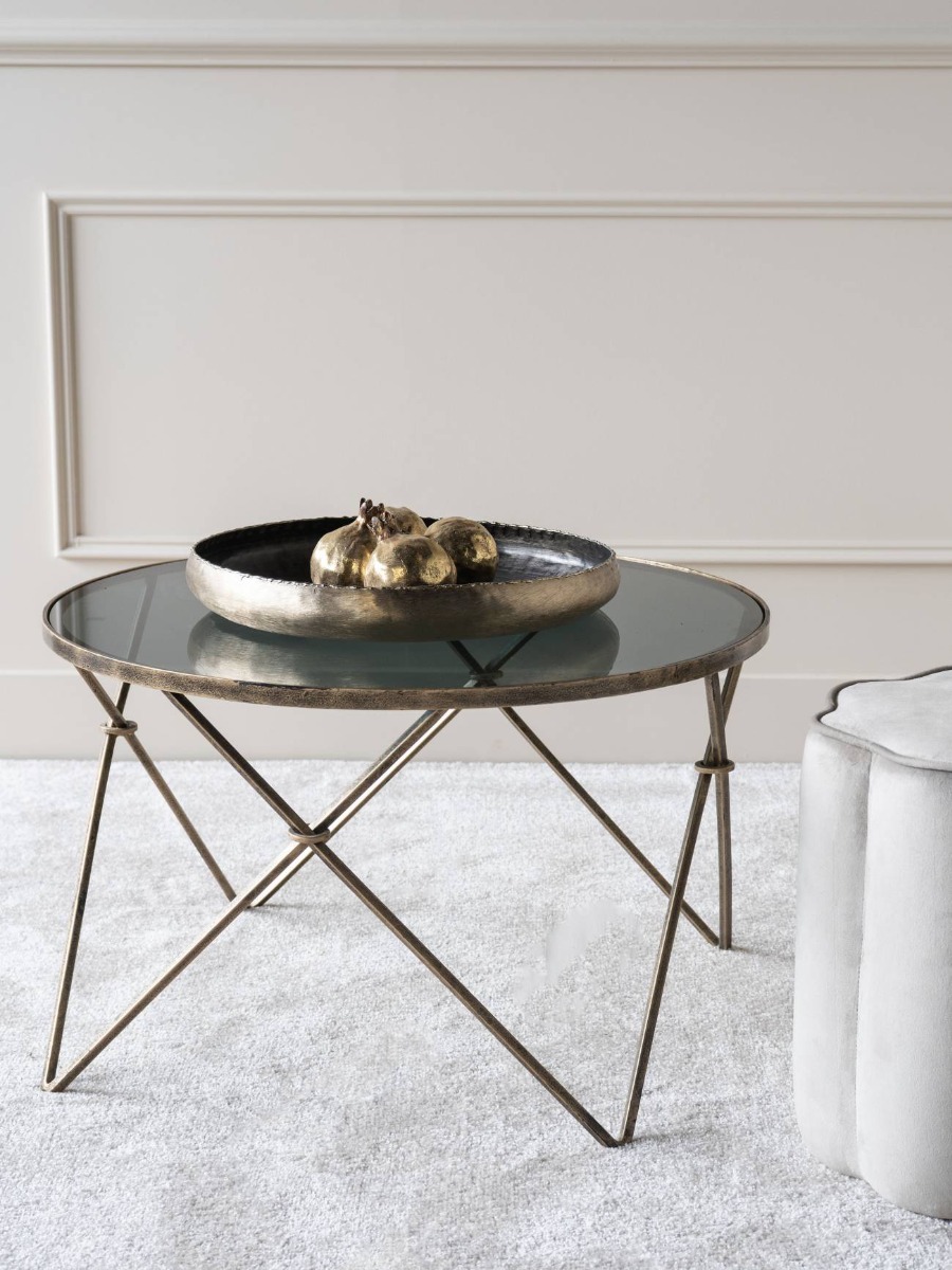 Sassari Antique Gold And Smoke Glass Coffee Table - Style Our Home 