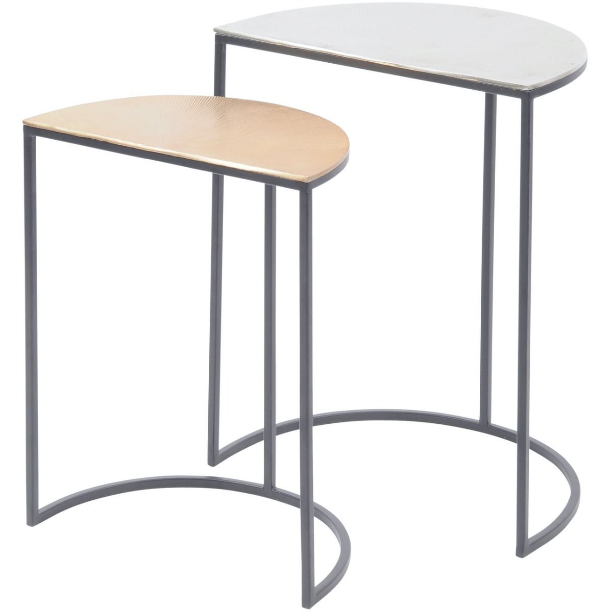 Starburst Set of Two Gold and Silver Semi Circle Starburst Side Tables by Libra | Style Our Home