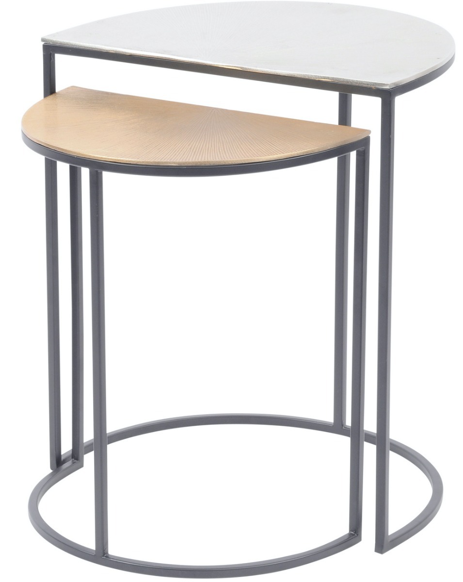 Starburst Set of Two Gold and Silver Semi Circle Starburst Side Tables by Libra | Style Our Home