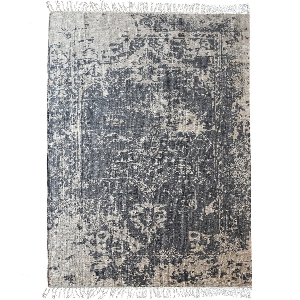 Hannut Hand Woven Pit Loom Grey & Natural 160x230cm Hemp Rug By Libra | Style Our Home