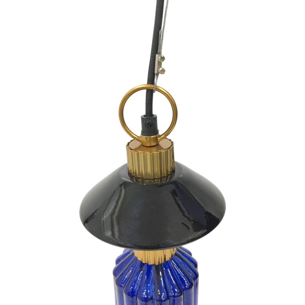 Alena Ink blue and frosted glass pendant E27 60W by Libra Designs | Style Our Home