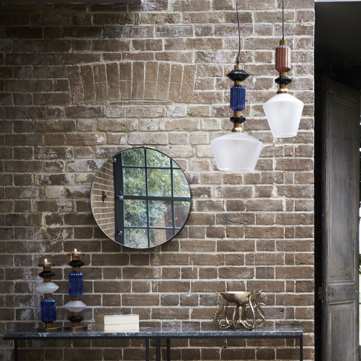 Alena Ink blue and frosted glass pendant E27 60W by Libra Designs | Style Our Home