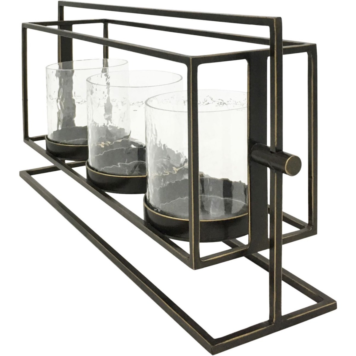 Catalan Bronze Gilded Triple Votive Holder