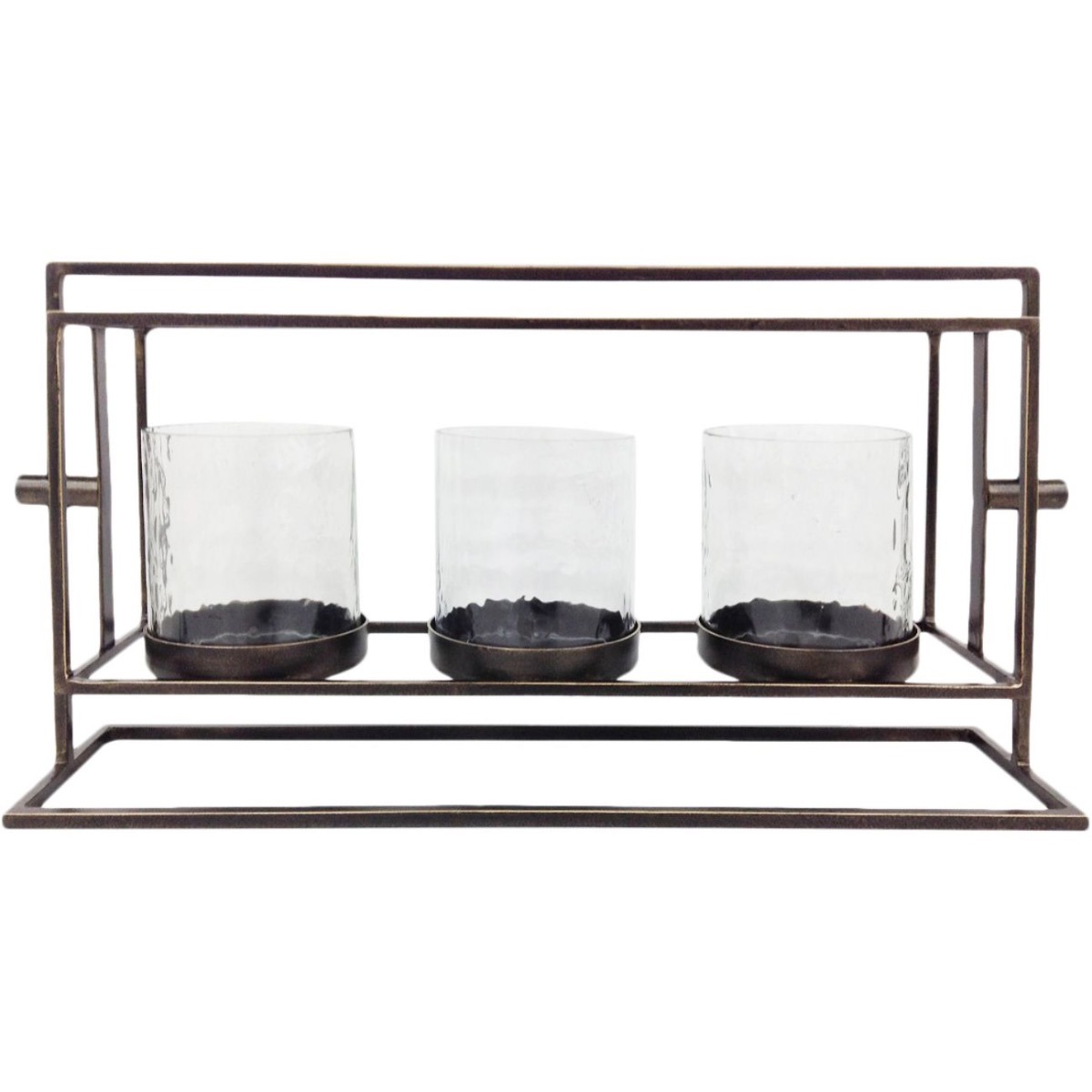 Catalan Bronze Gilded Triple Votive Holder