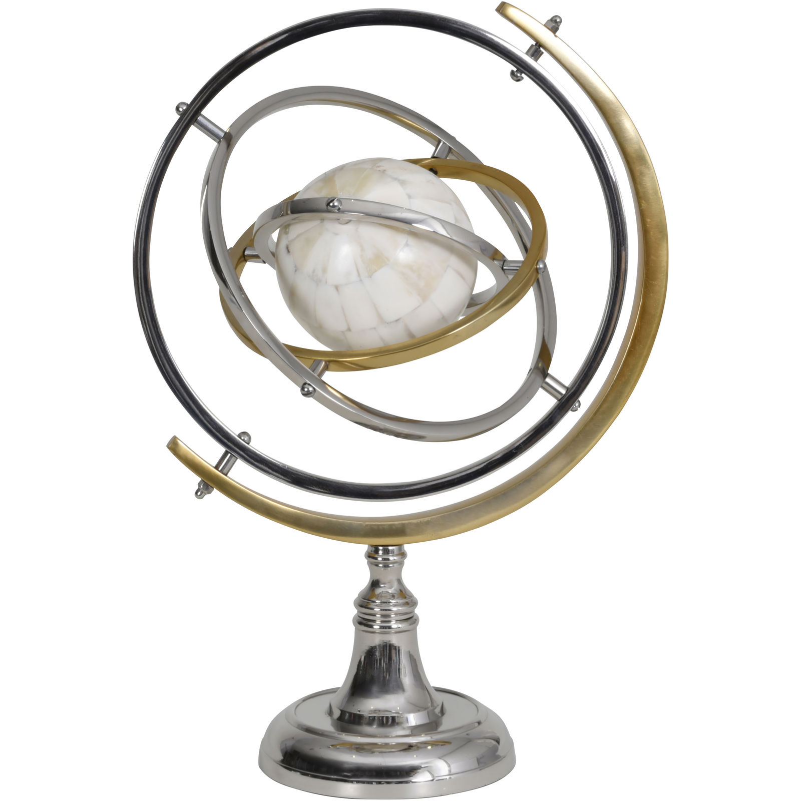 Colley Stainless Steel Armilliary Sculpture with Bone Globe By Libra | Style Our Home