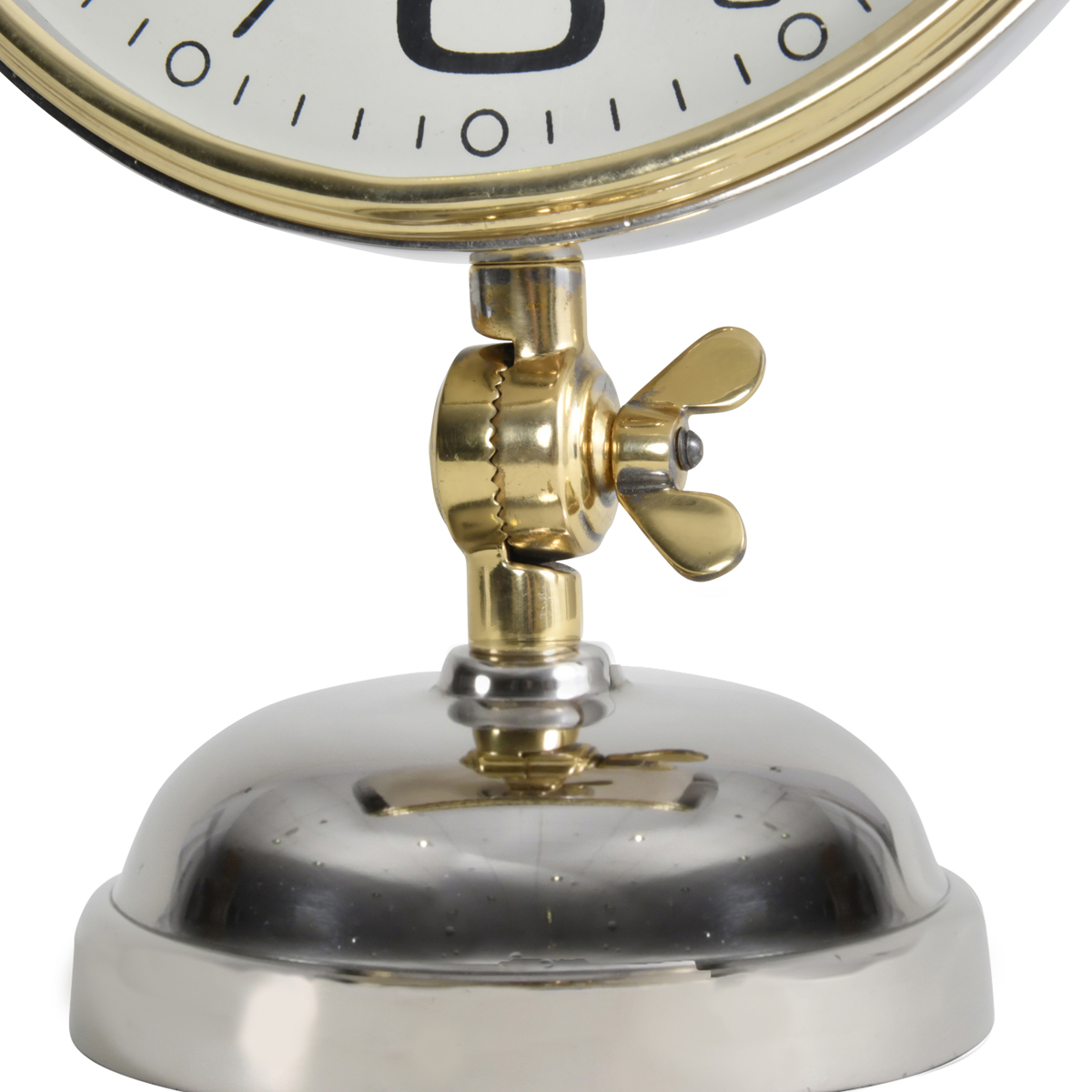 Stollard Silver Nickel Mantel Clock with Gold Angle Adjuster and Detail by Libra Designs | Style Our Home