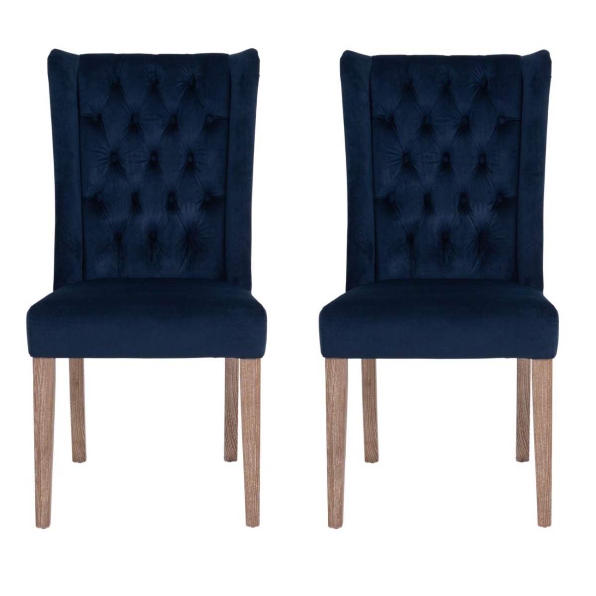 Pair of Richmond Navy Blue Velvet Buttonback Dining Chairs