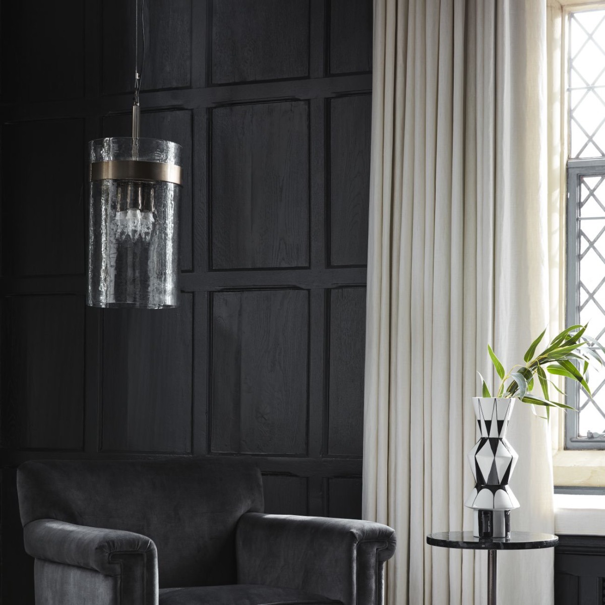 Atrium Three Light Glass Pendant Met Black - E14 60W by Libra Designs | Style Our Home