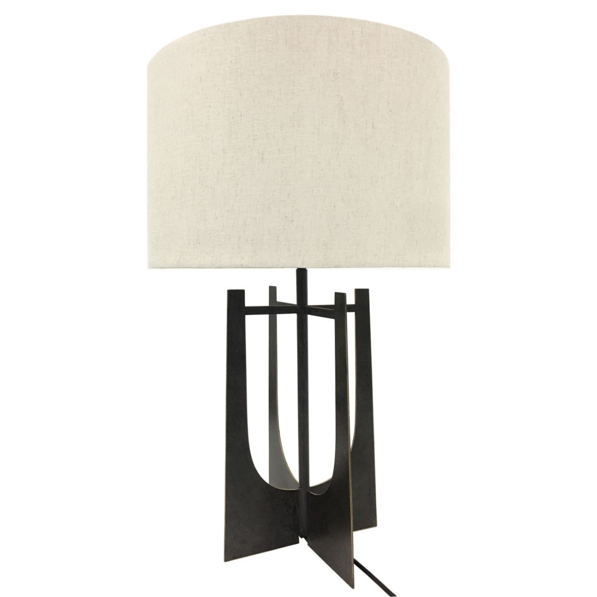 Glenthorpe Hammered Iron Table Lamp Gilded Oak with Irish Linen Shade