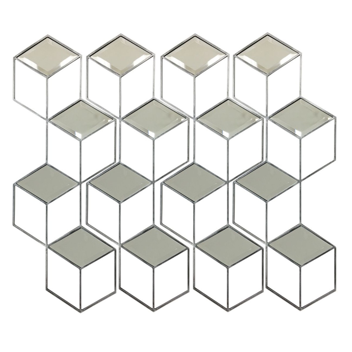  Honeycomb Mirror Set Brushed Grey Finish