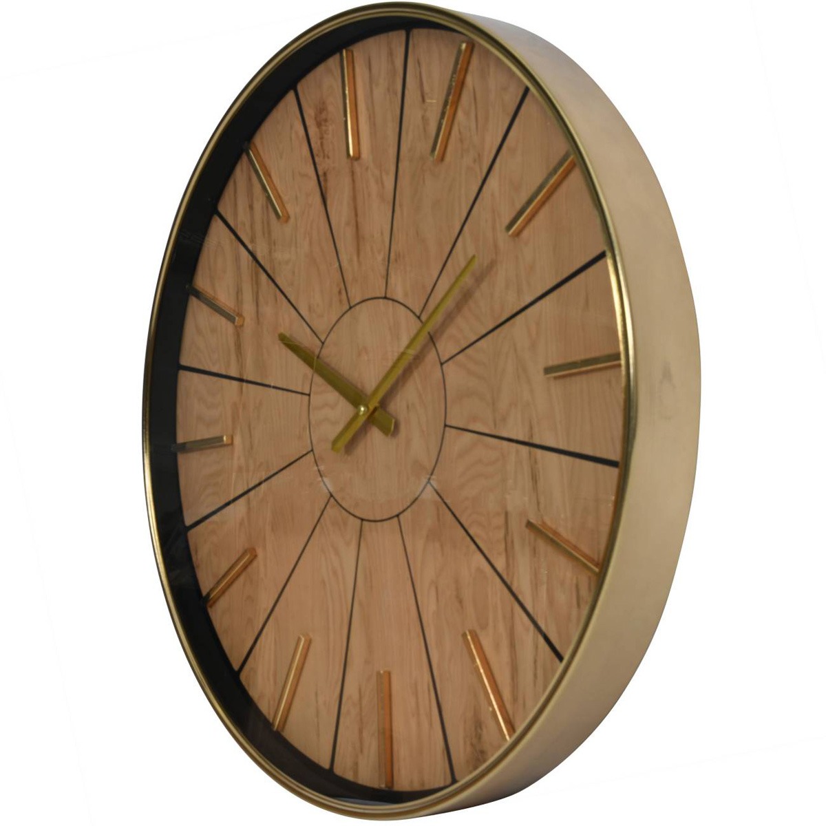 Riley 60cm Gold and Wood Effect Wall Clock By Libra | Style Our Home