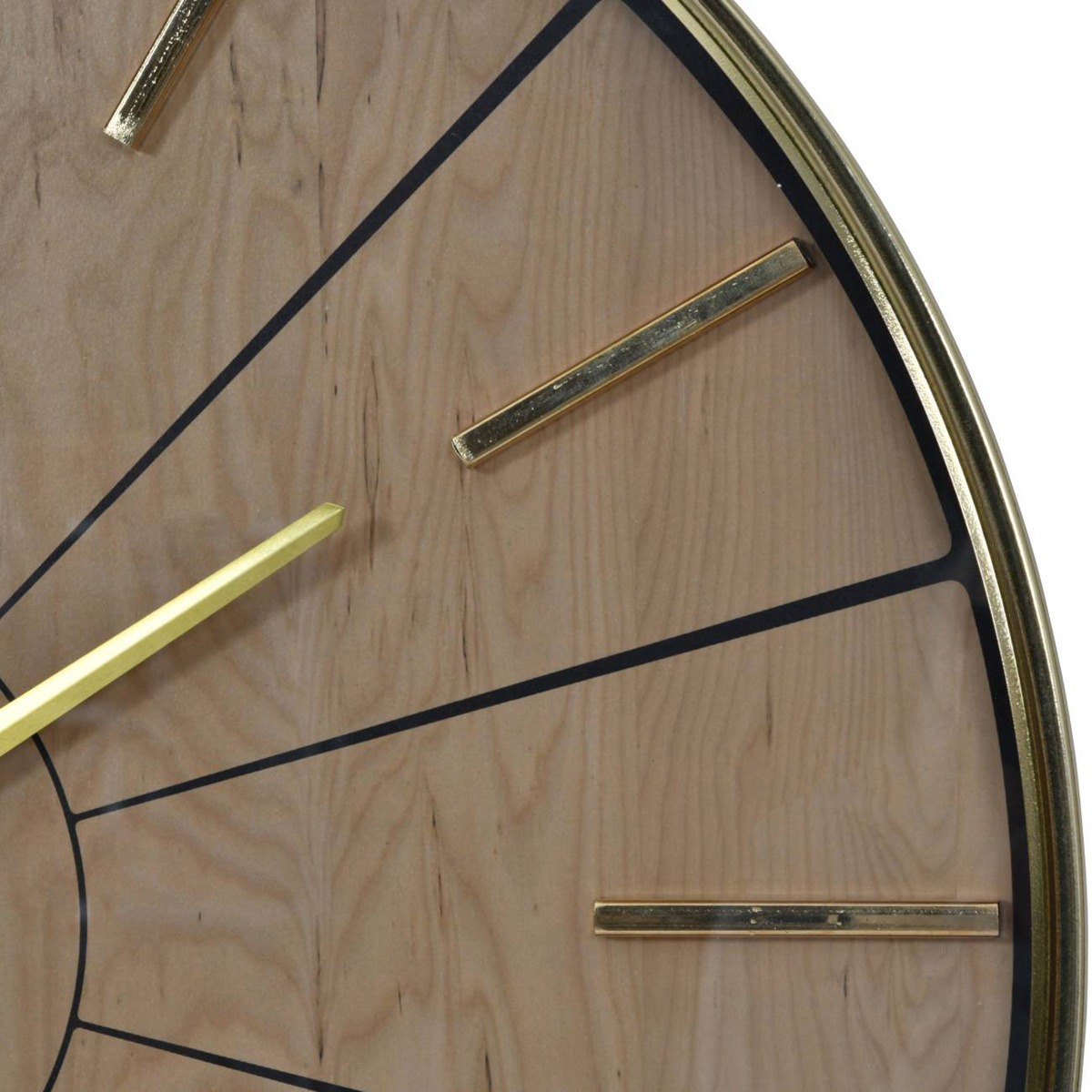 Riley 60cm Gold and Wood Effect Wall Clock By Libra | Style Our Home